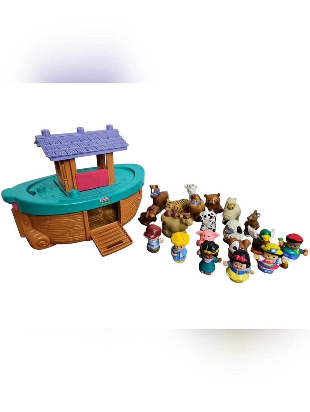2002 Fisher-Price Little People Noah's Ark + 20 Figures People Horses Sheep Pig